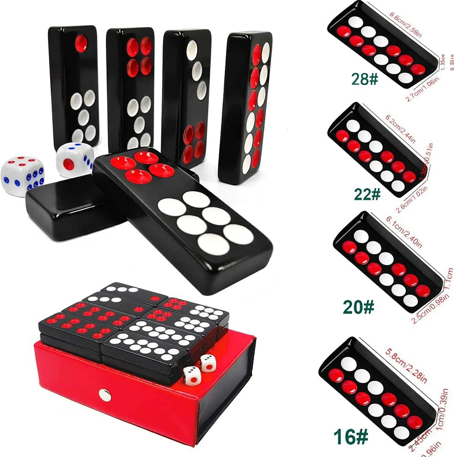 32PCS Pai Gow Tiles Game Set,Chinese Traditional Black Dominoes Pai Gow, Pai Gow Poker, Best Casino Game Party Fun Toy for Entertainemnt (16#)