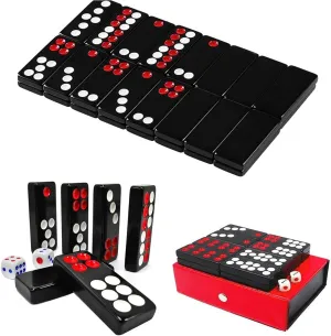 32PCS Pai Gow Tiles Game Set,Chinese Traditional Black Dominoes Pai Gow, Pai Gow Poker, Best Casino Game Party Fun Toy for Entertainemnt (16#)