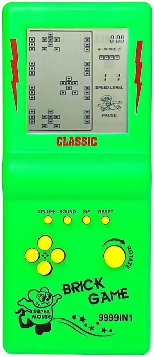 3.5-inch Large Screen Retro Brick Console - 80s/90s Classic Games - Racing, Tank & Puzzle Games - Green