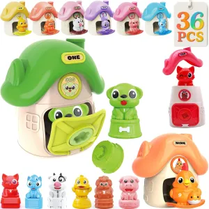 36Pcs Learning Toy for Toddlers 1 2 3 Years Old, Montessori Farm Animals Barn Counting Sorting Stacking Color Shape Matching Games for Baby Boys Girls Gifts 12-18 Months Birthday Easter Christmas