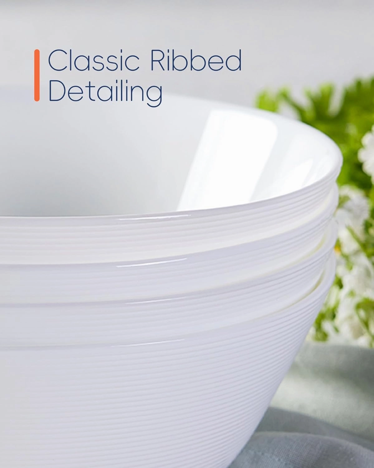 38 OZ Large Soup Bowl Set of 4, Opal Glass 7.5 inch White Bowls for Ramen, Noodle, Salad, Fruit, Dishwasher and Microwave Safe