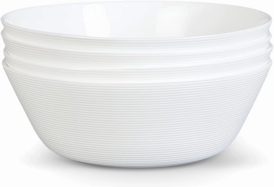 38 OZ Large Soup Bowl Set of 4, Opal Glass 7.5 inch White Bowls for Ramen, Noodle, Salad, Fruit, Dishwasher and Microwave Safe