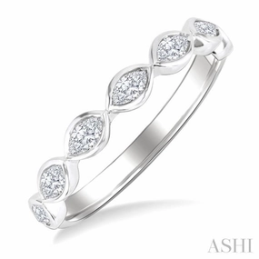 3/4 ctw East-West Set Marquise Cut Bezel Diamond Stackable Fashion Band in 14K White Gold