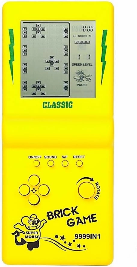 3.5-inch Large Screen Retro Brick Game Console - Built-in 23 Classic Games, Racing & Tank, Nostalgic Puzzle Console (Yellow)
