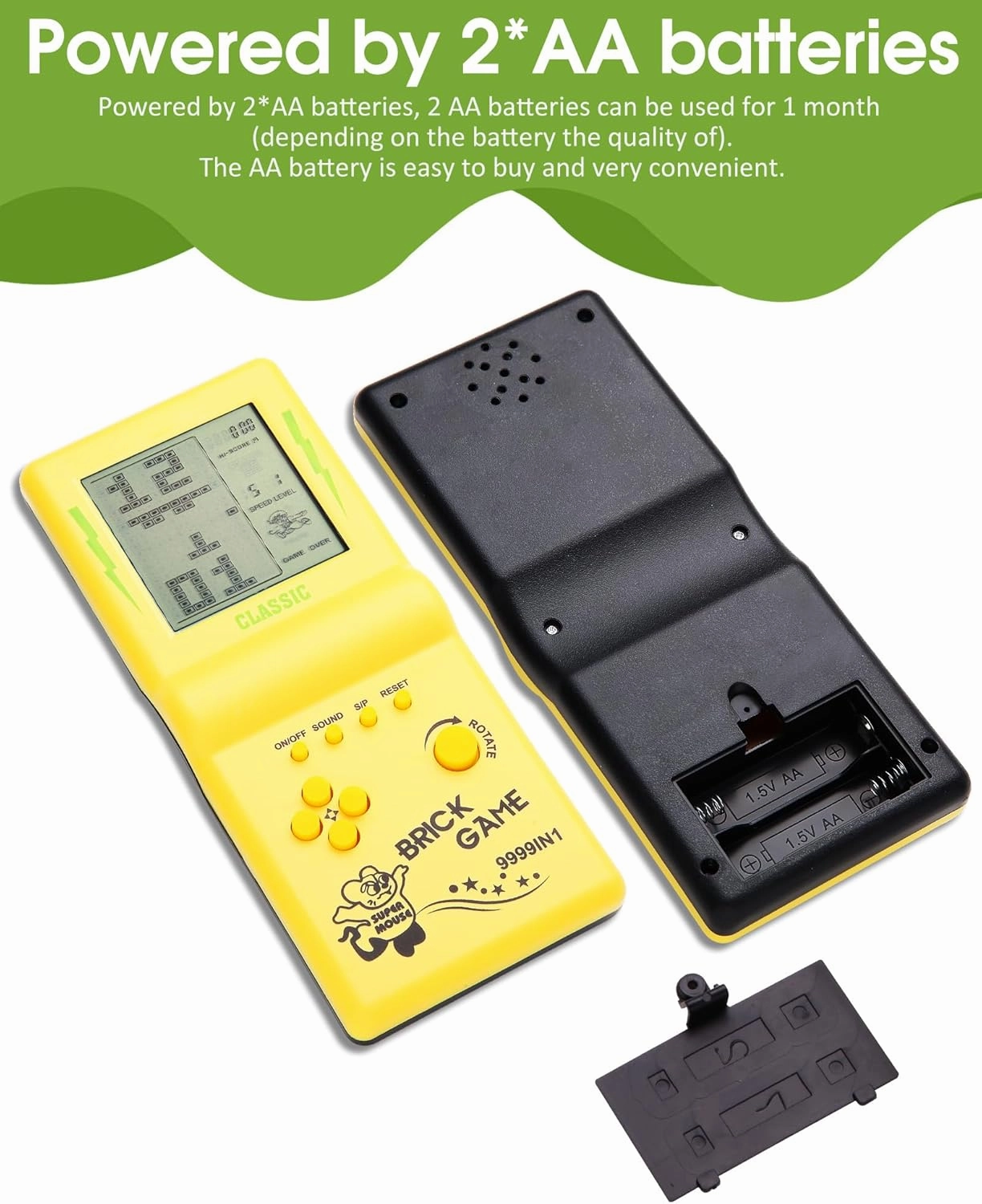 3.5-inch Large Screen Retro Brick Game Console - Built-in 23 Classic Games, Racing & Tank, Nostalgic Puzzle Console (Yellow)