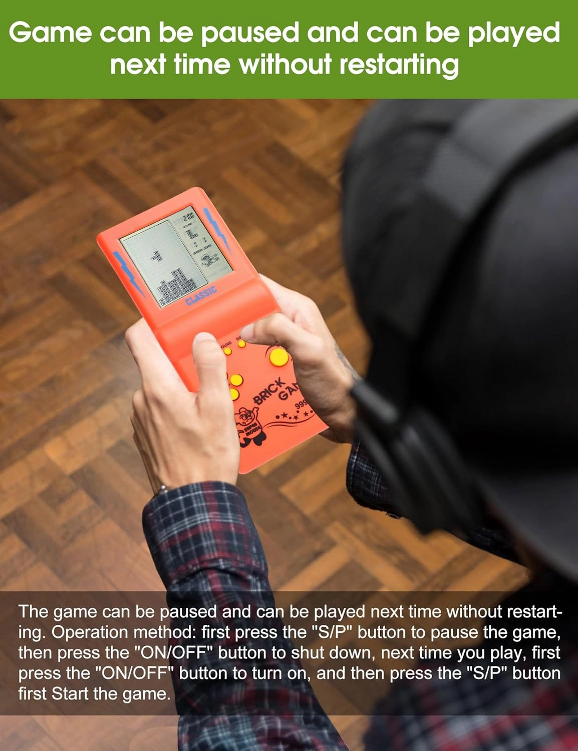3.5-inch Large Screen Retro Brick Game Console for The 80s/90s Building Block Game Racing/Tank Game Built-in 23 Classic Games Nostalgic Puzzle Children's Game Console (Orange)