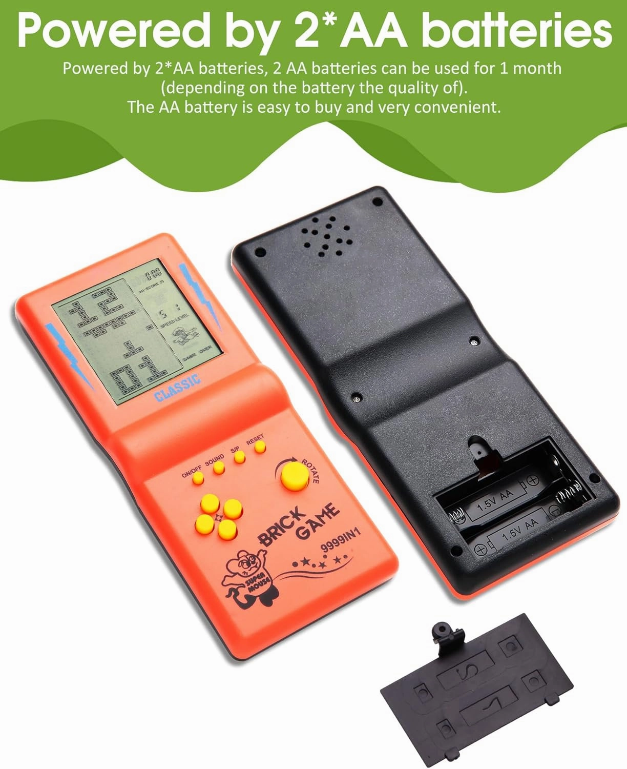 3.5-inch Large Screen Retro Brick Game Console for The 80s/90s Building Block Game Racing/Tank Game Built-in 23 Classic Games Nostalgic Puzzle Children's Game Console (Orange)