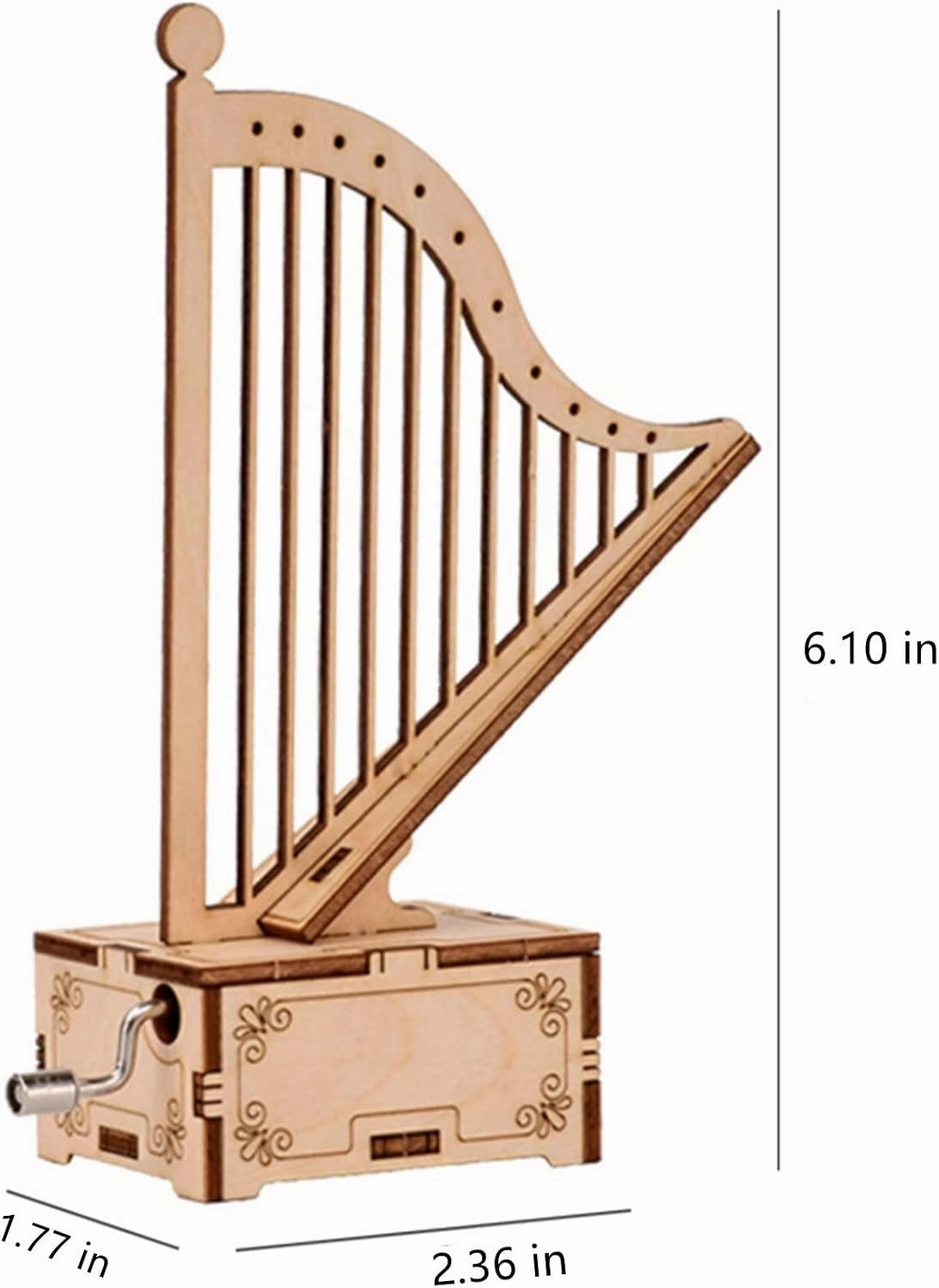 3D Wooden Puzzle Music Box Harp Hand Crank Music Box Teaser Science and Education Education DIY Kits 3D Puzzles for Adults (Harp)