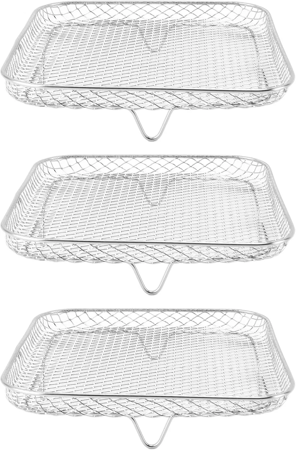 3PCS Fryer Rack Set, 304 Stainless Steel Stackable Multi Layer Dehydrator Rack 8 Inch Fryer Accessories with Great Airflow for Cosori, Grill AG300, AG400 (Square)