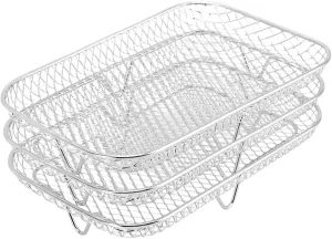 3PCS Fryer Rack Set, 304 Stainless Steel Stackable Multi Layer Dehydrator Rack, 8 Inch Fryer (Rectangle (12 X 10 X 1.5cm / 4.72 X 3.94 X 0.59in))