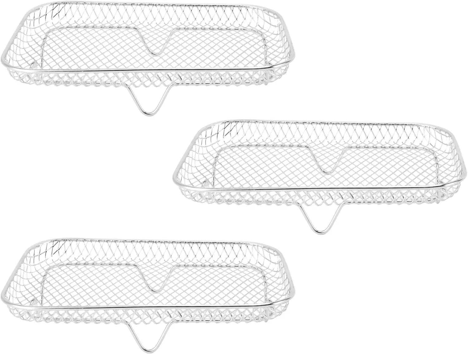3PCS Fryer Rack Set, 304 Stainless Steel Stackable Multi Layer Dehydrator Rack, 8 Inch Fryer (Rectangle (12 X 10 X 1.5cm / 4.72 X 3.94 X 0.59in))
