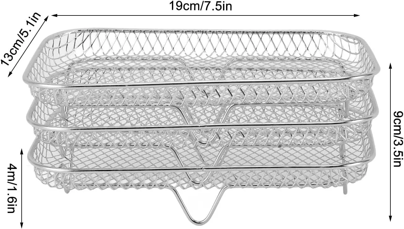 3PCS Fryer Rack Set, 304 Stainless Steel Stackable Multi Layer Dehydrator Rack, 8 Inch Fryer (Rectangle (12 X 10 X 1.5cm / 4.72 X 3.94 X 0.59in))