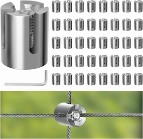 40 Pack Wall Trellis Kits System,Cross Cable Clamps, T316 Stainless Steel Heavy Duty Cable Clips for 1/8" Wire Rope Fitting, Wire Trellis for Climbing Plants Outdoor, WT003