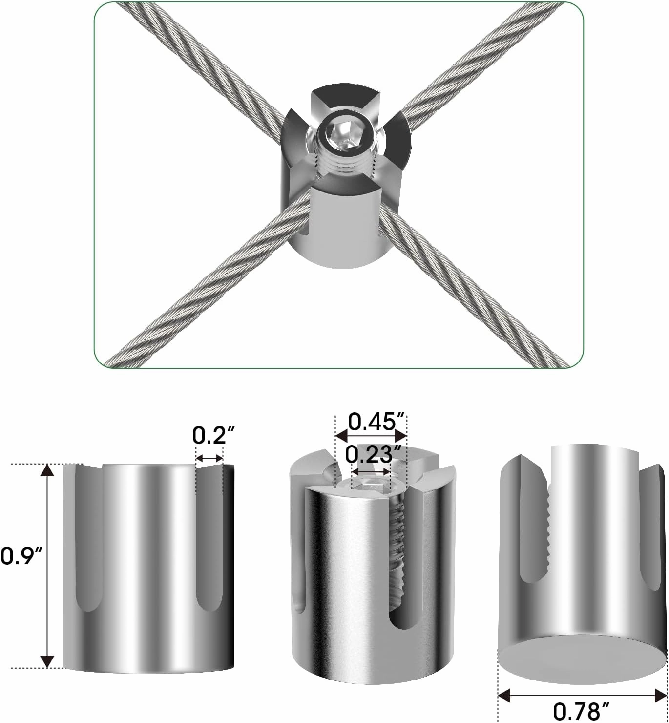 40 Pack Wall Trellis Kits System,Cross Cable Clamps, T316 Stainless Steel Heavy Duty Cable Clips for 1/8" Wire Rope Fitting, Wire Trellis for Climbing Plants Outdoor, WT003