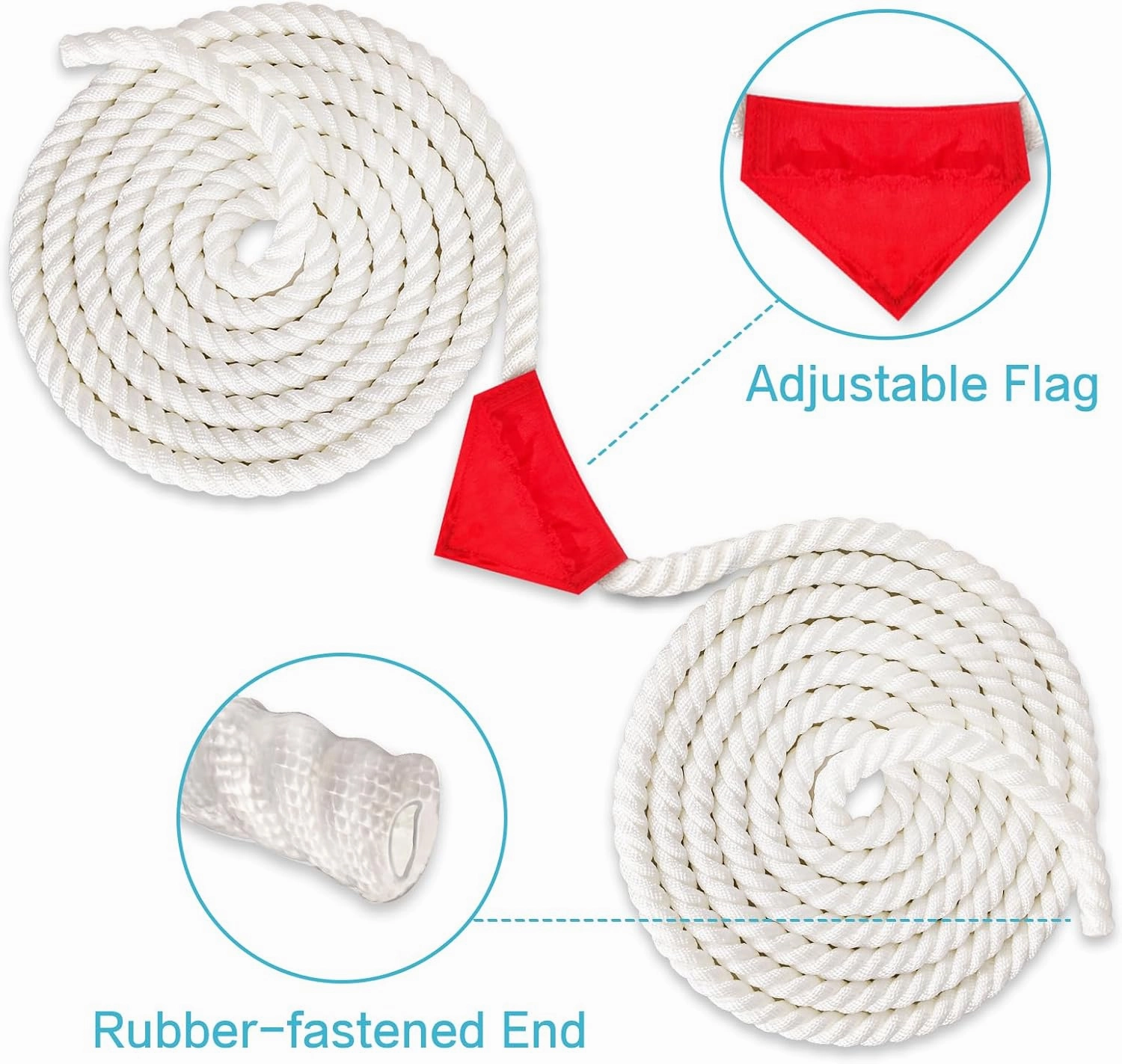 40Ft Tug of War Rope for Kids and Adults, Outdoor Lawn Yard Family Reunion Birthday Party Games, Tug of War Rope with Flag for Team Building Activities Field Day Game Carnival Games (White)