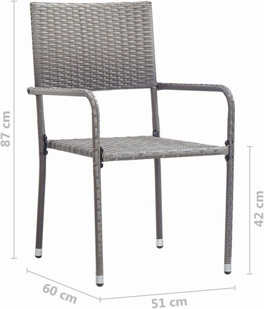 4-Piece Stackable Patio Dining Chairs Gray PE Rattan Outdoor Furniture Set with Steel Frame for Garden Balcony Poolside (20.1"x23.6"x34.3")