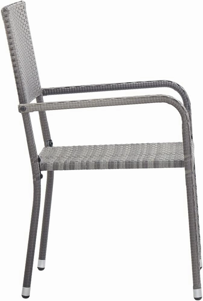 4-Piece Stackable Patio Dining Chairs Gray PE Rattan Outdoor Furniture Set with Steel Frame for Garden Balcony Poolside (20.1"x23.6"x34.3")