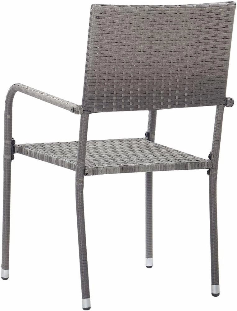 4-Piece Stackable Patio Dining Chairs Gray PE Rattan Outdoor Furniture Set with Steel Frame for Garden Balcony Poolside (20.1"x23.6"x34.3")