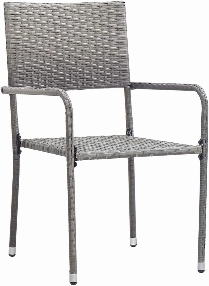 4-Piece Stackable Patio Dining Chairs Gray PE Rattan Outdoor Furniture Set with Steel Frame for Garden Balcony Poolside (20.1"x23.6"x34.3")