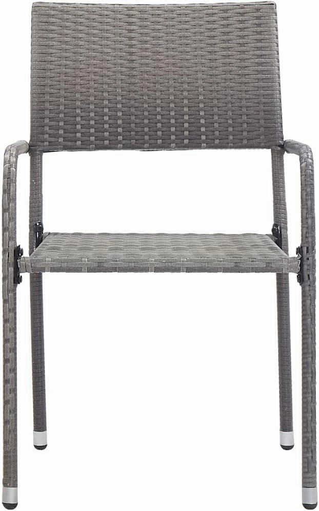 4-Piece Stackable Patio Dining Chairs Gray PE Rattan Outdoor Furniture Set with Steel Frame for Garden Balcony Poolside (20.1"x23.6"x34.3")