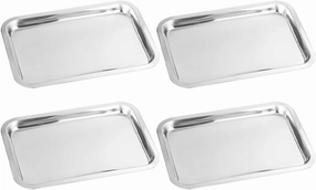 4Pcs Stainless Steel Plate Food Storage Plates for Self Feeding Picnics and Camping Dinnerware