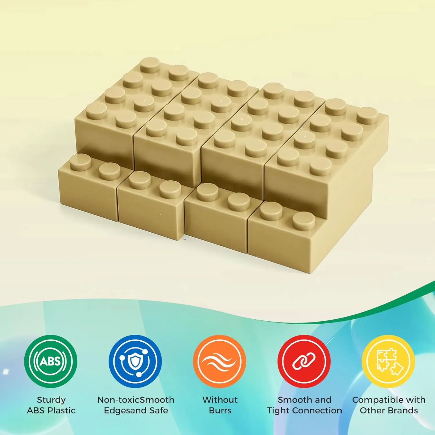 500 Piece Classic Building Bricks and 1 Gray Baseplate, 2x4 Bricks Bulk Creative Building Toys, Blocks Bulk for Kids Ages 6 , Sand