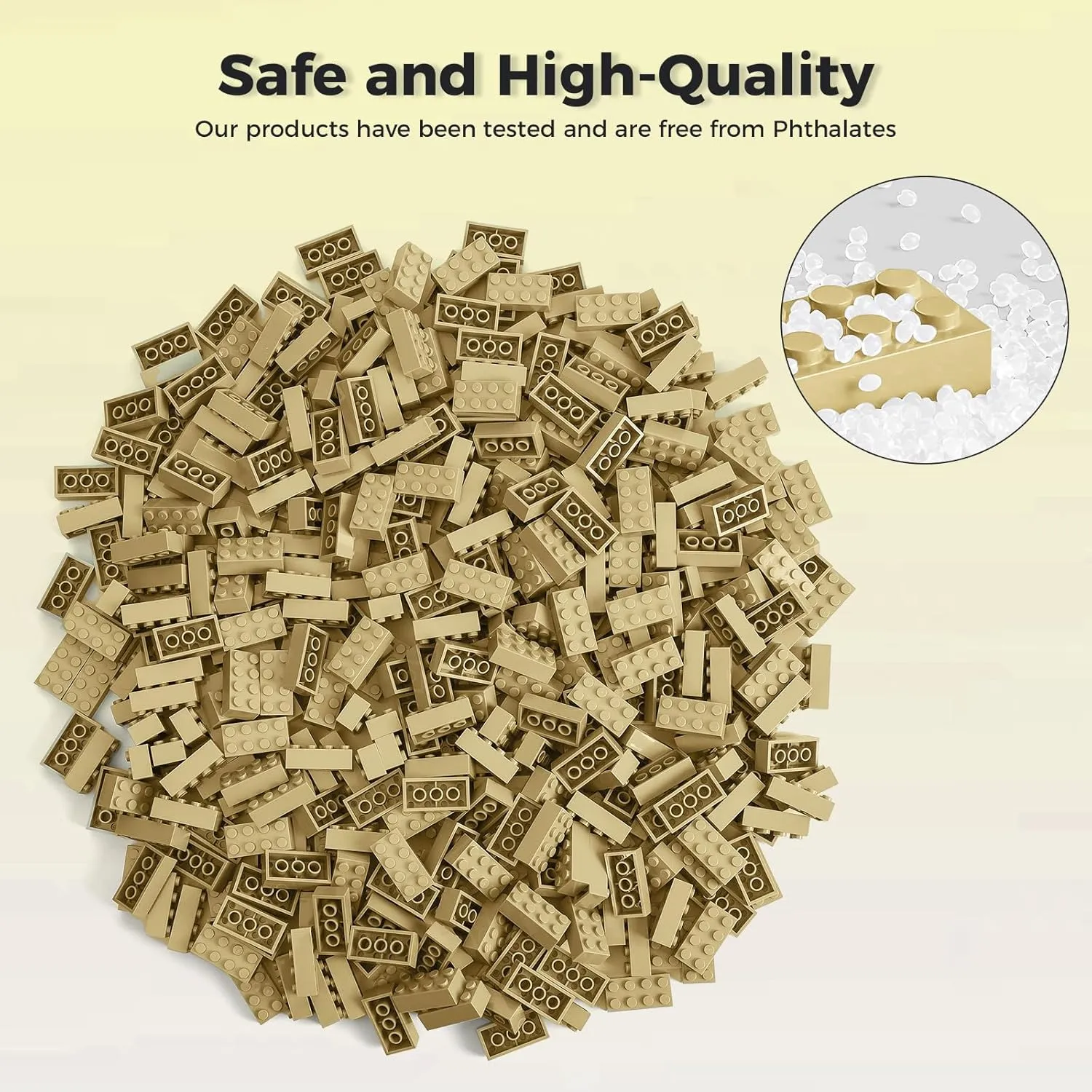 500 Piece Classic Building Bricks and 1 Gray Baseplate, 2x4 Bricks Bulk Creative Building Toys, Blocks Bulk for Kids Ages 6 , Sand