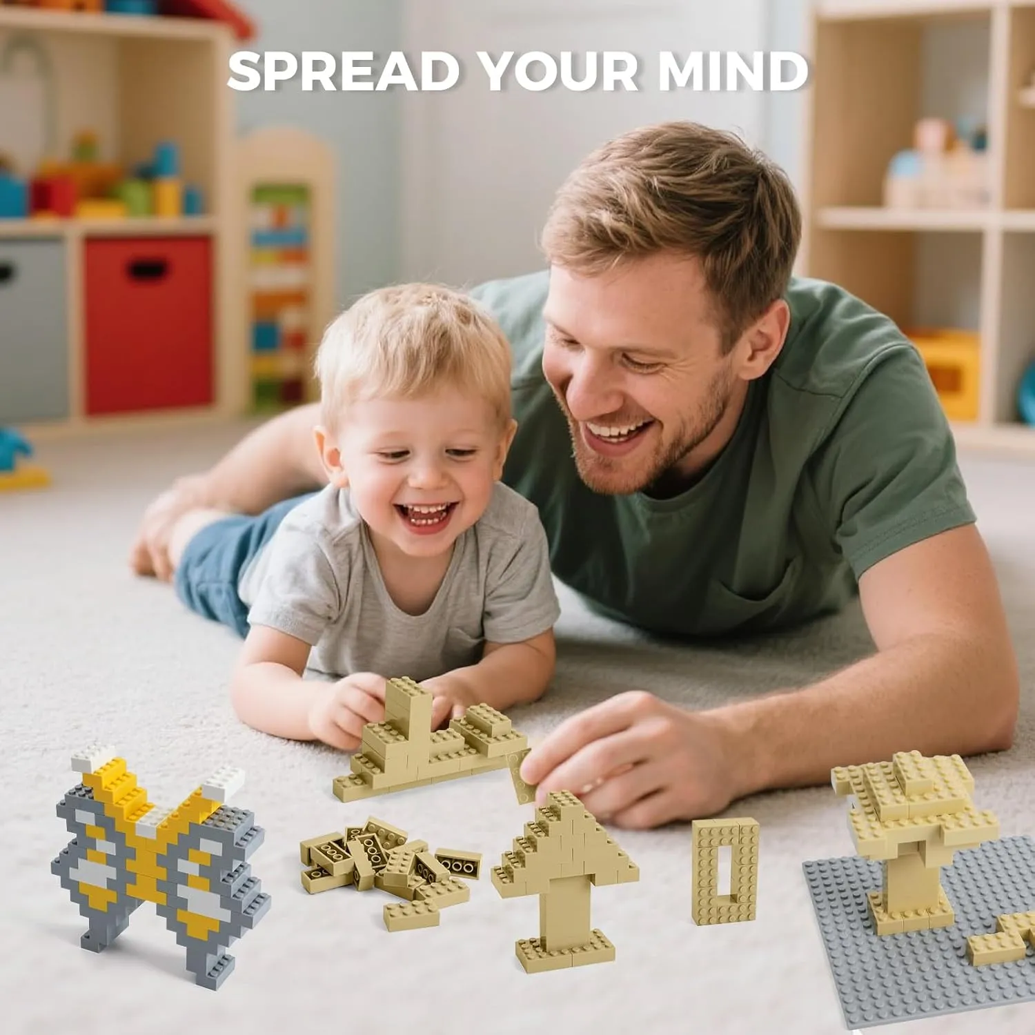 500 Piece Classic Building Bricks and 1 Gray Baseplate, 2x4 Bricks Bulk Creative Building Toys, Blocks Bulk for Kids Ages 6 , Sand