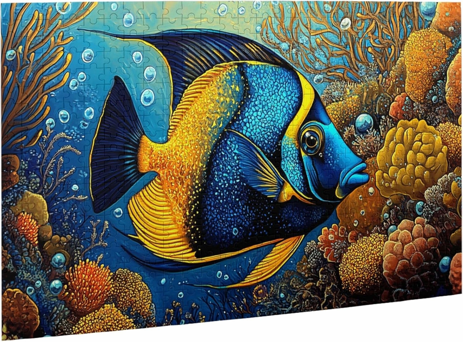 500 Pcs Pieces of Vibrant Puzzles, Underwater Tropical Fish, Wooden Puzzles, Amazing Colors, Creative Entertainment Games and Holiday Party Gifts Artwork Wall Home Furnishings