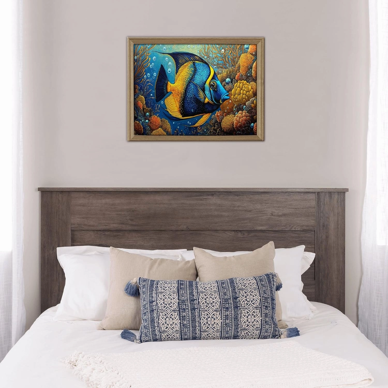 500 Pcs Pieces of Vibrant Puzzles, Underwater Tropical Fish, Wooden Puzzles, Amazing Colors, Creative Entertainment Games and Holiday Party Gifts Artwork Wall Home Furnishings