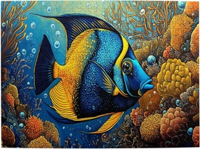 500 Pcs Pieces of Vibrant Puzzles, Underwater Tropical Fish, Wooden Puzzles, Amazing Colors, Creative Entertainment Games and Holiday Party Gifts Artwork Wall Home Furnishings