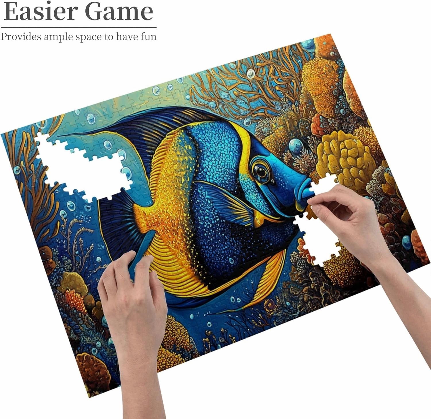 500 Pcs Pieces of Vibrant Puzzles, Underwater Tropical Fish, Wooden Puzzles, Amazing Colors, Creative Entertainment Games and Holiday Party Gifts Artwork Wall Home Furnishings