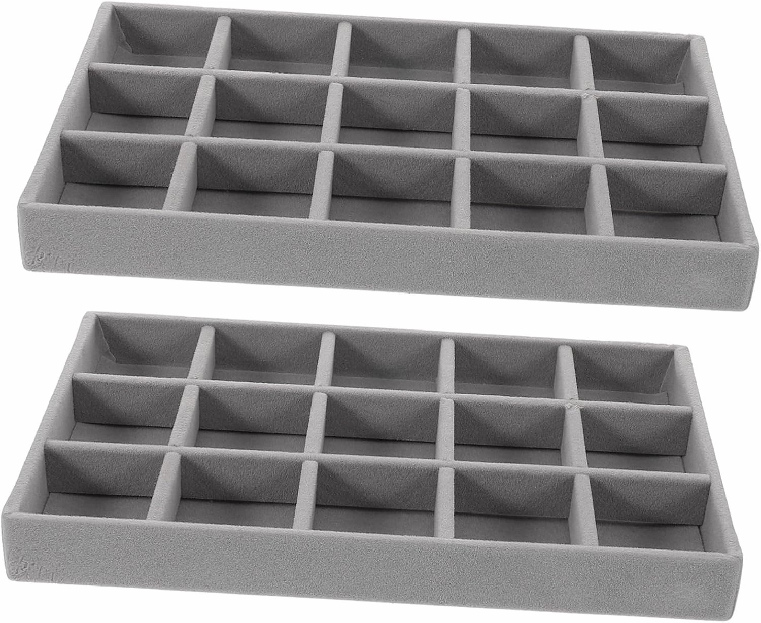 5pcs Stackable Jewelry Organizer Tray Grey Velvet Earring Ring Necklace Display for Women Elegant Jewelry Storage for Vanities Dressers