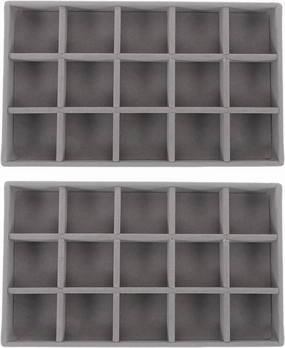 5pcs Velvet Jewelry Organizer Trays Slots for Earrings Necklaces and Bracelets Stackable Storage for Desktop Display Grey
