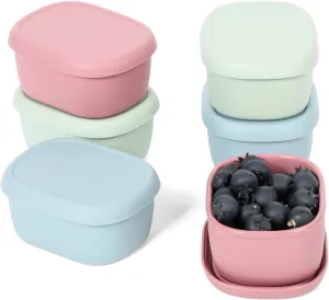 6 pcs 6.76 oz Silicone Snack Containers for Kids Small Food Containers with Lids, Fruit Containers for Lunch, Stackable Lunch Containers for Kids, Daycare, School and Travel