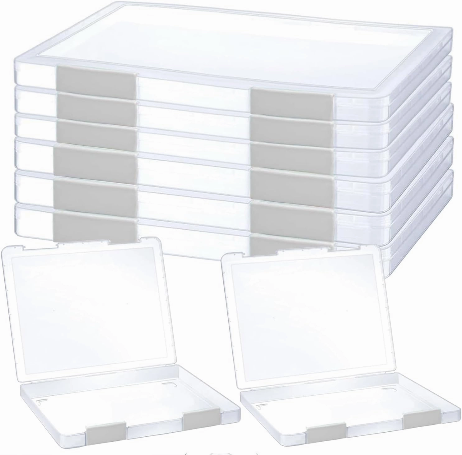 6 Pcs Clear A4 File Portable Project Case, Plastic Storage Box for 8.5" x 11" Letter Paper, Scrapbook Paper Storage Boxes Documents Magazines Holder with Buckle