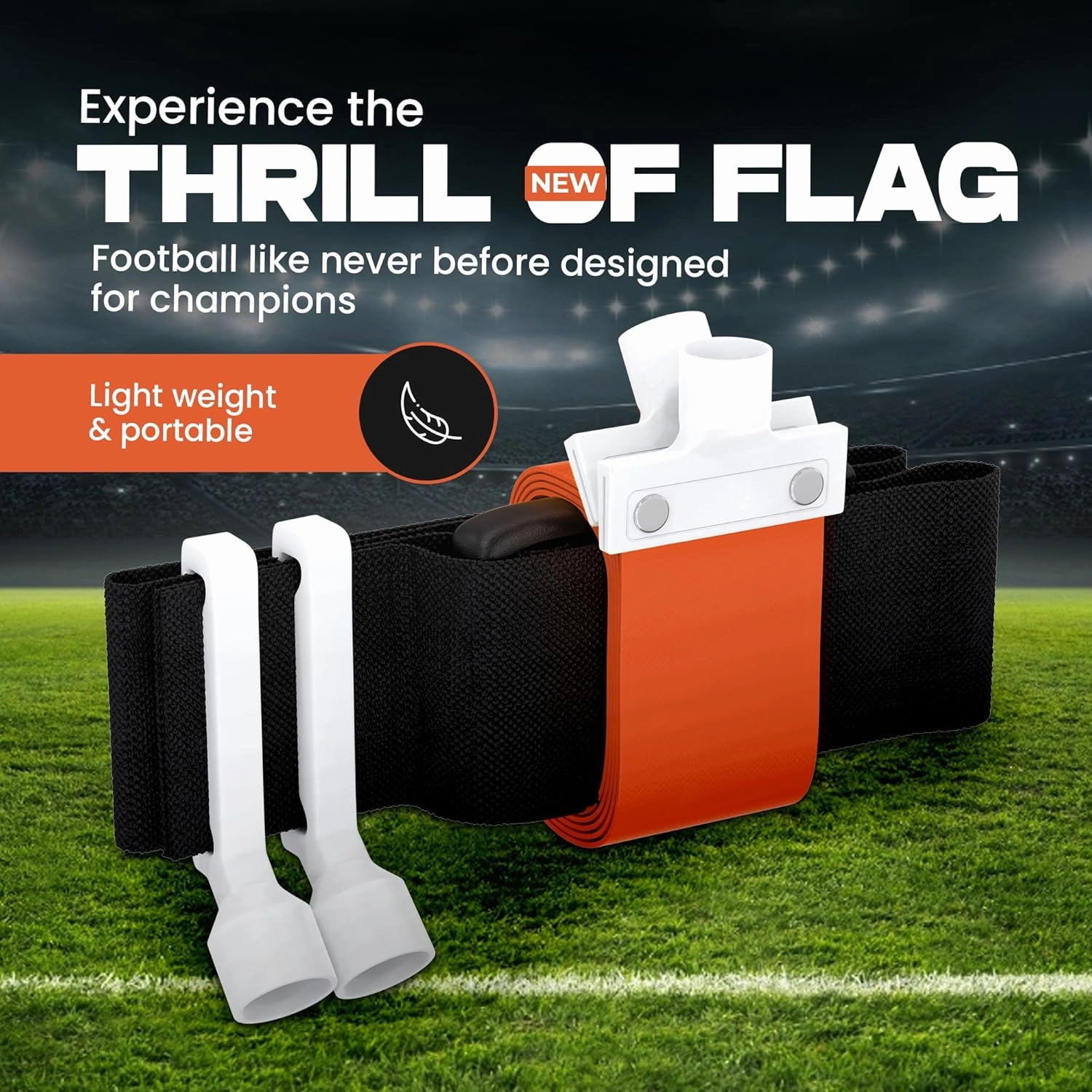 6 Player Pop Flag Football Set-Complete w/Flags, Belts and carry Backpack