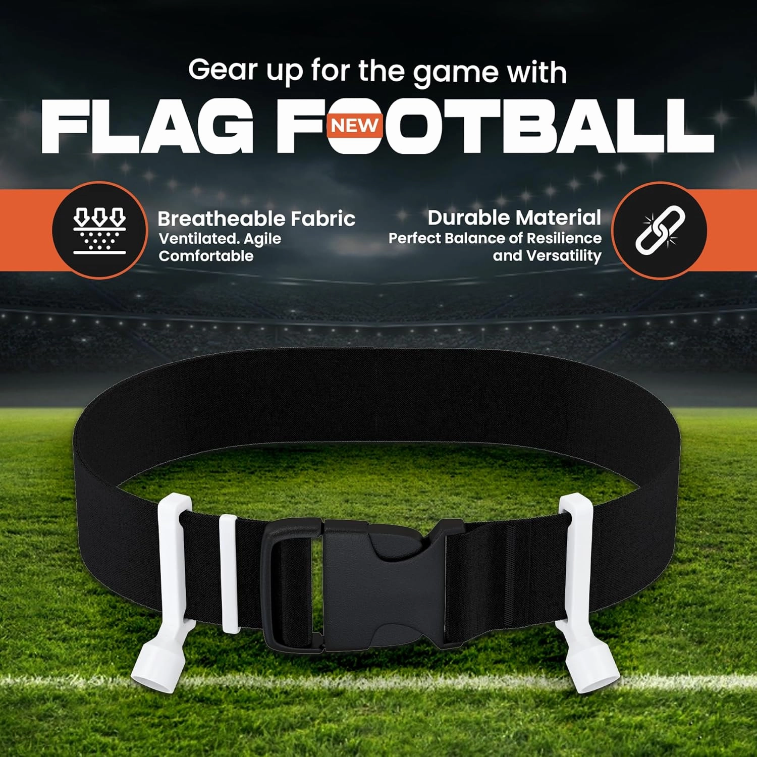 6 Player Pop Flag Football Set-Complete w/Flags, Belts and carry Backpack