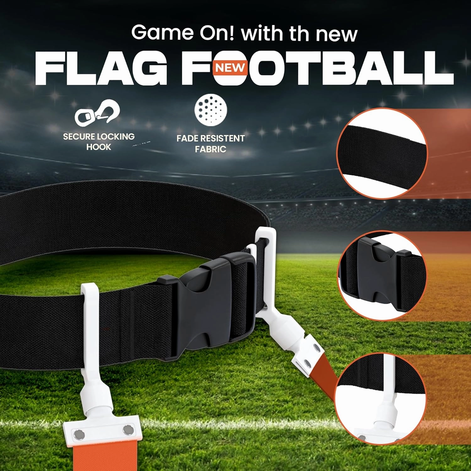 6 Player Pop Flag Football Set-Complete w/Flags, Belts and carry Backpack