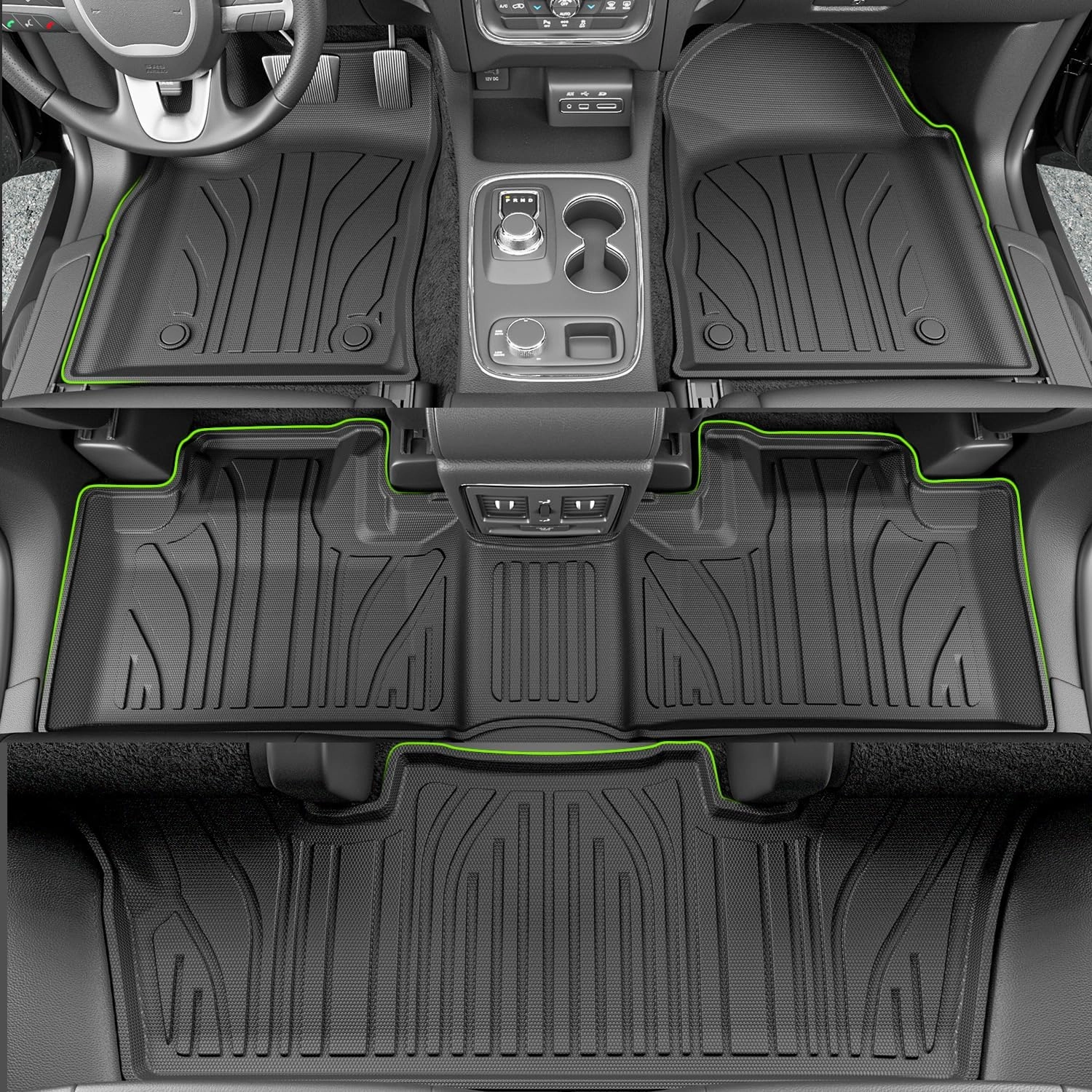 6 Seats Floor Mat Compatible with 2016-2025 Dodge Durango Cargo Mat 3rd Backrest Mat Replacement for 2016-2025 Dodge Durango Accessories (Trunk Mat 3rd Backrest Mat 6 Seats Floor Mat)