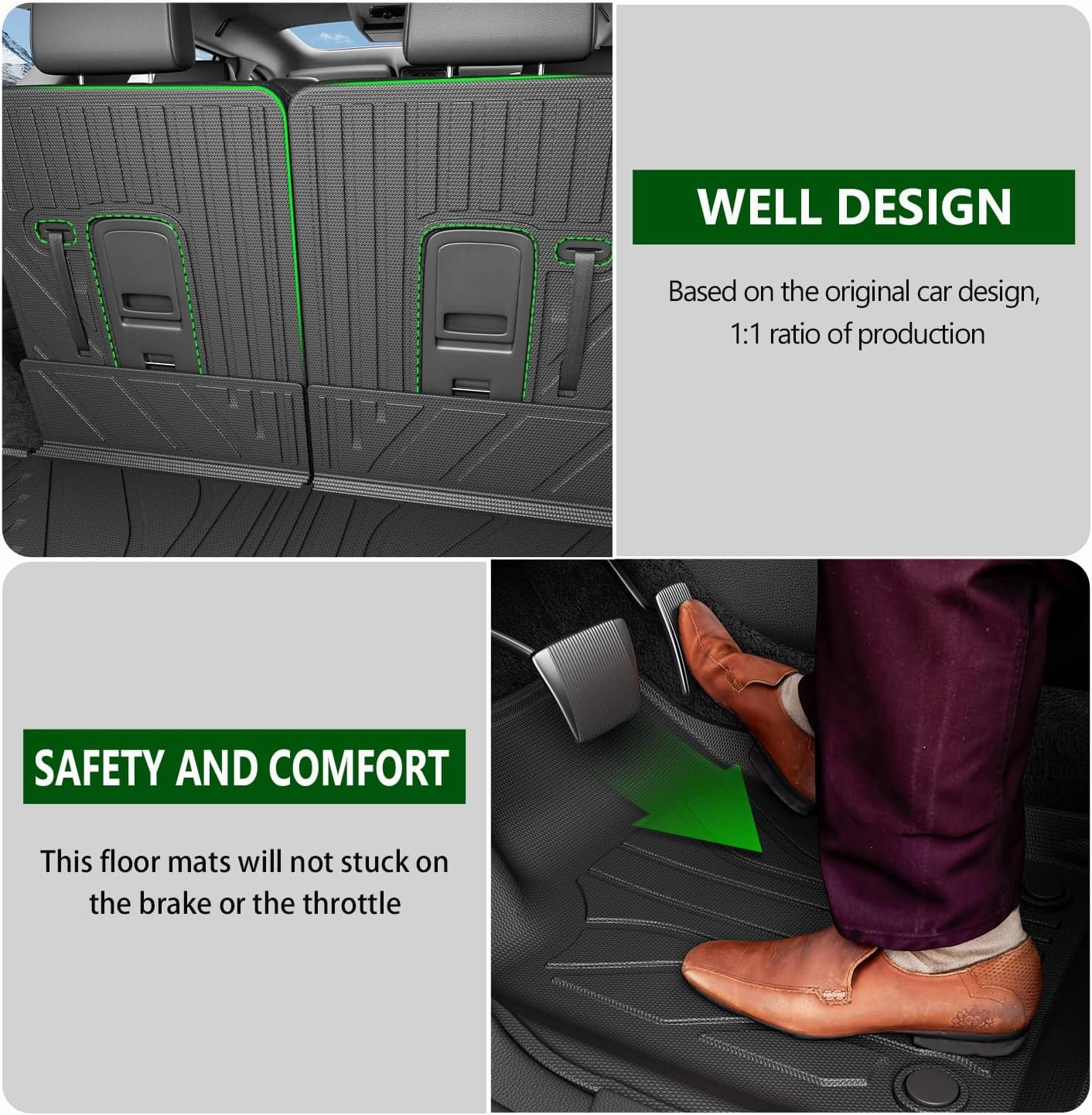 6 Seats Floor Mat Compatible with 2016-2025 Dodge Durango Cargo Mat 3rd Backrest Mat Replacement for 2016-2025 Dodge Durango Accessories (Trunk Mat 3rd Backrest Mat 6 Seats Floor Mat)