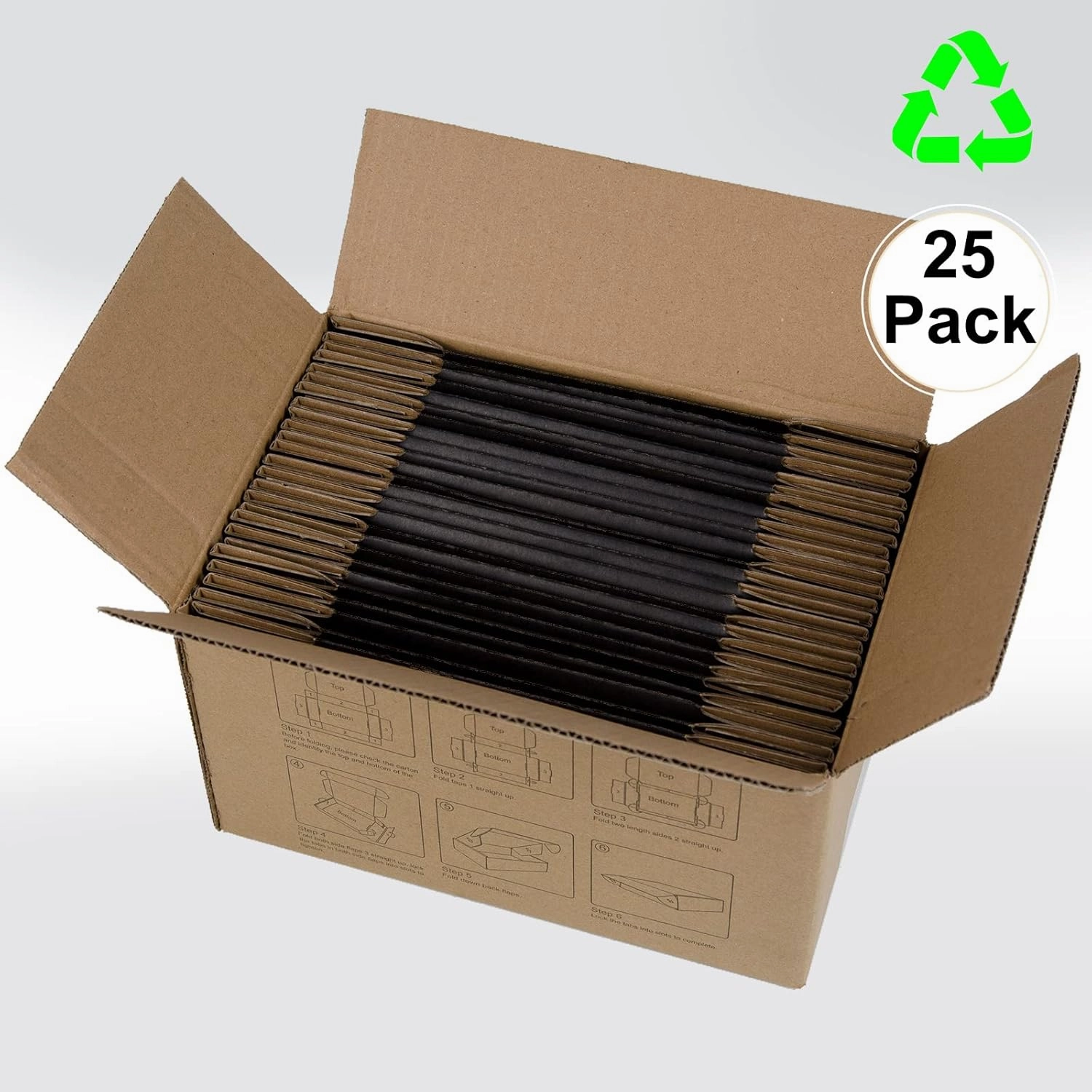 6x4x2 Inches Shipping Boxes Pack of 25, Packaging Corrugated Cardboard Mailer Boxes for Small Bussiness, Black
