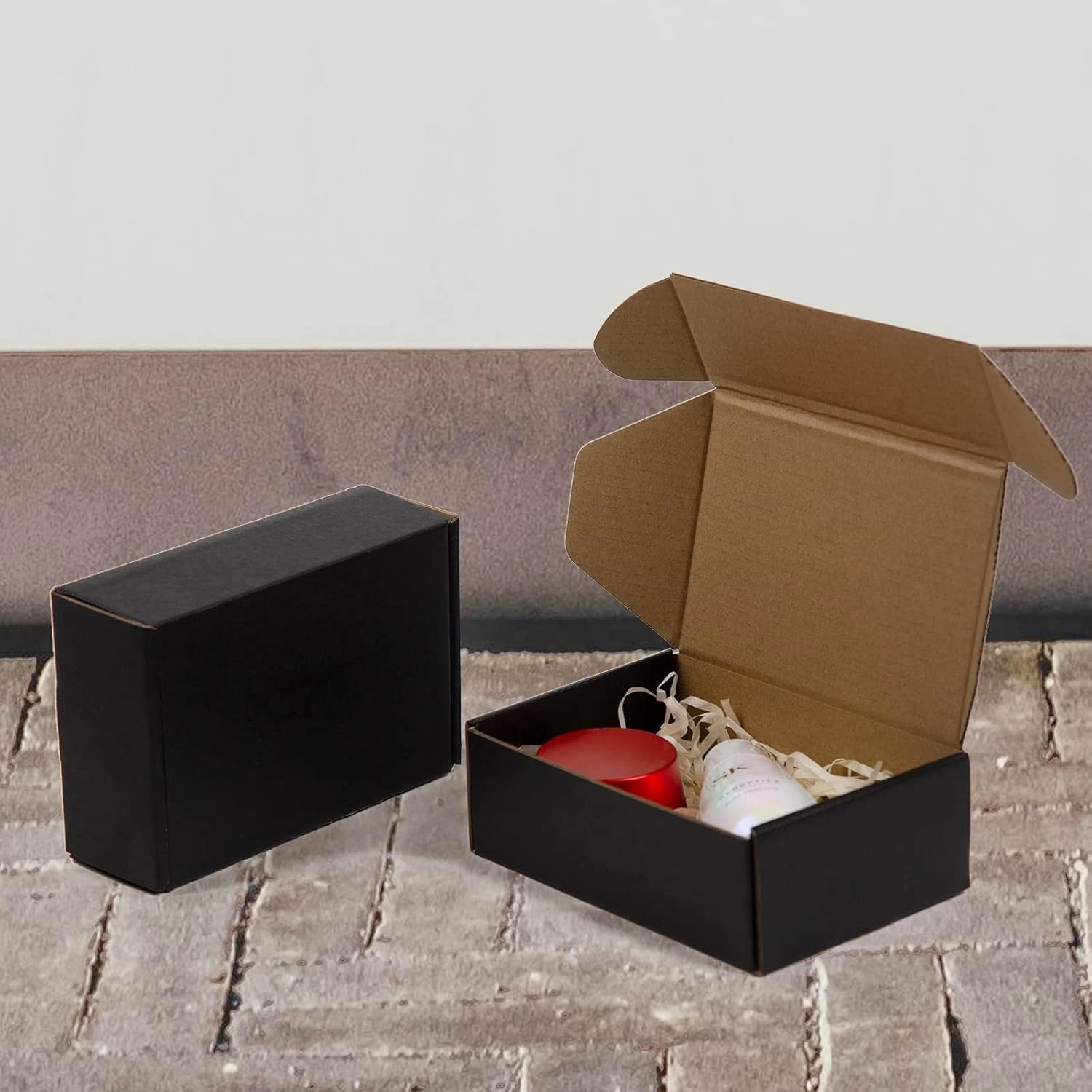6x4x2 Inches Shipping Boxes Pack of 25, Packaging Corrugated Cardboard Mailer Boxes for Small Bussiness, Black