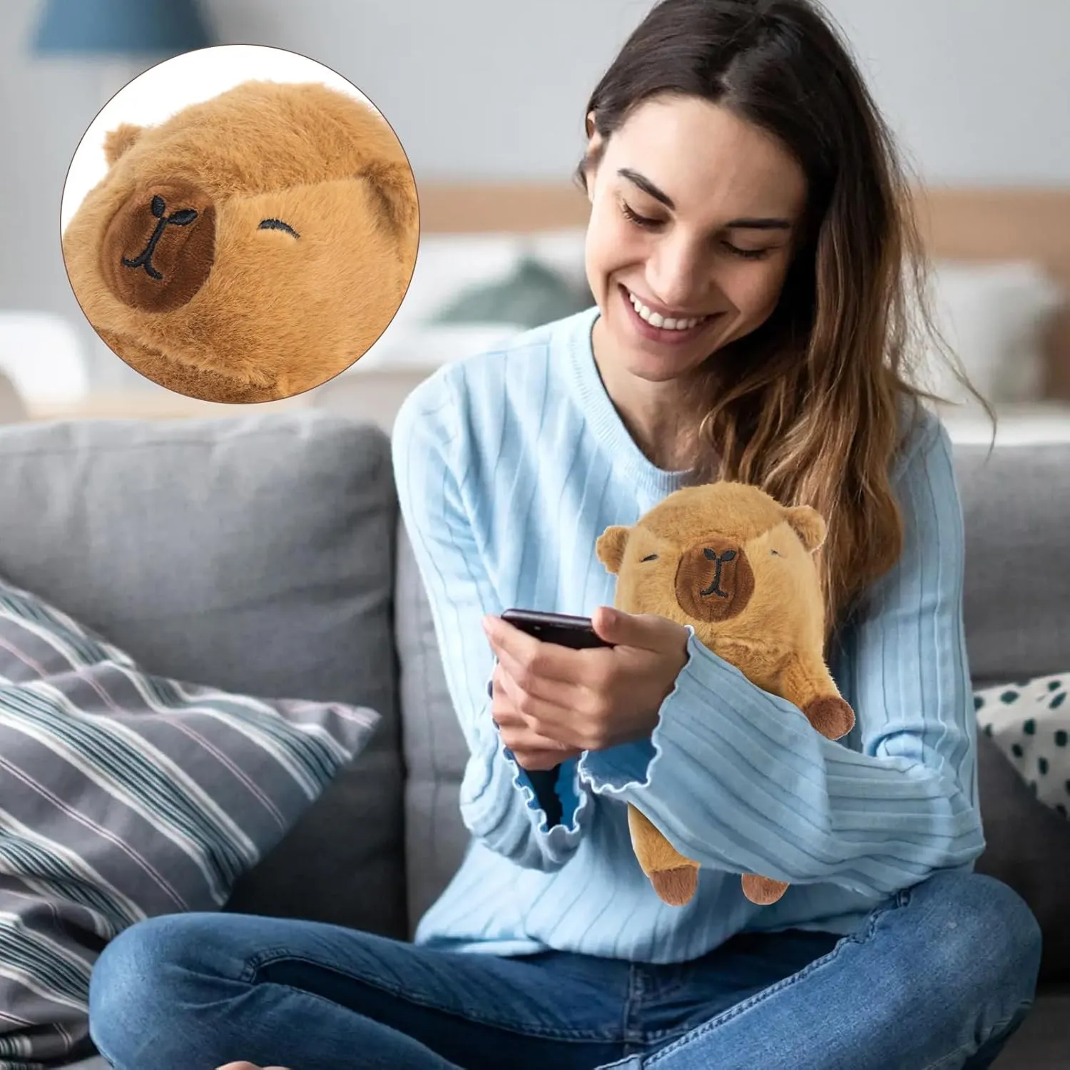 7.8" Capybara Plush – Posture Improvement Desk Buddy – Soft & Supportive Sitting Companion – Cute Stuffed Animal for Office, Study & Gift