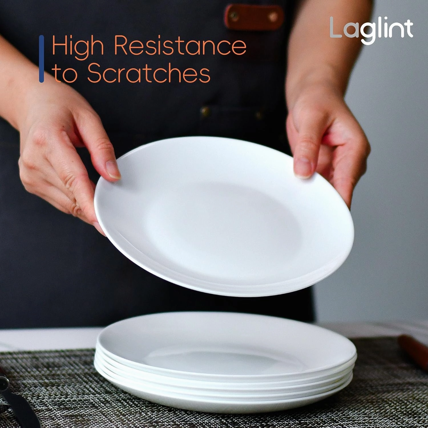 7.5 inch Salad Appetizer Plate Set of 6, Lightweight Opal Glass Round White Plates for Dessert Kitchen, Dishwasher and Microwave Safe