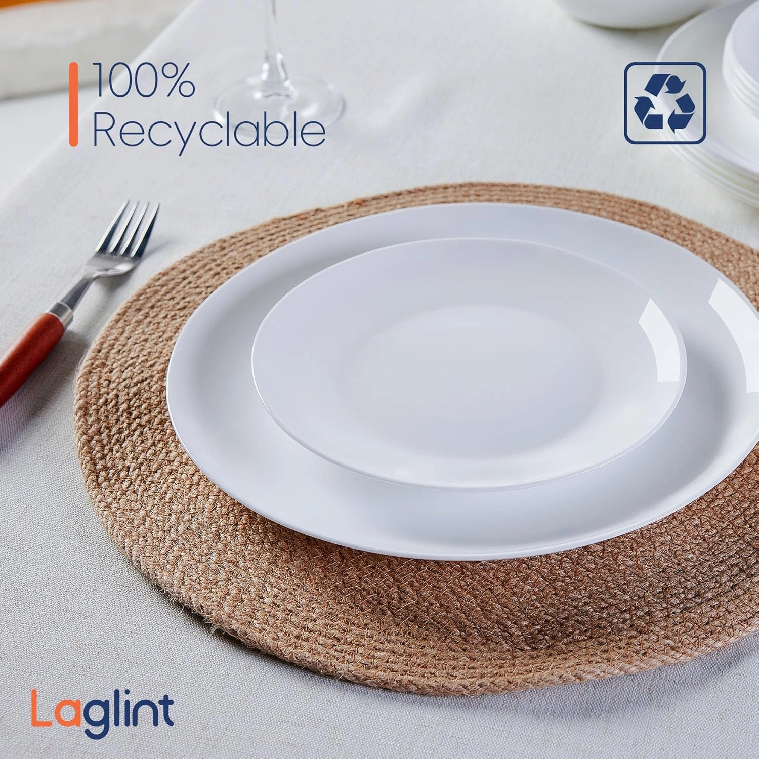 7.5 inch Salad Appetizer Plate Set of 6, Lightweight Opal Glass Round White Plates for Dessert Kitchen, Dishwasher and Microwave Safe