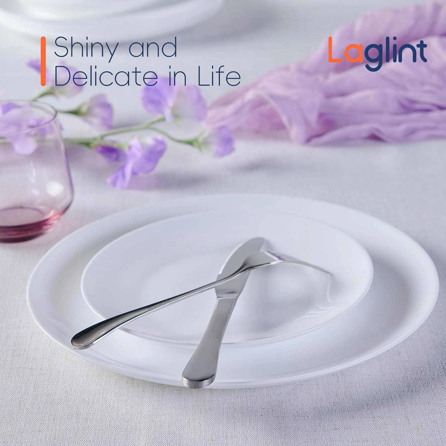 7.5 inch Salad Appetizer Plate Set of 6, Lightweight Opal Glass Round White Plates for Dessert Kitchen, Dishwasher and Microwave Safe