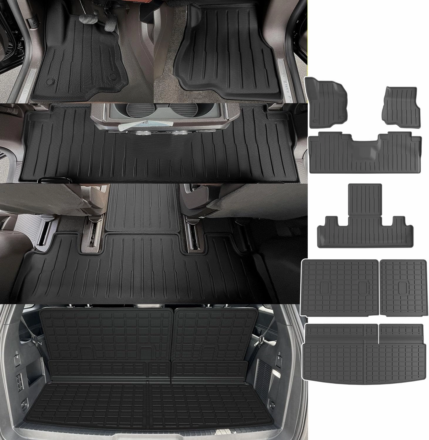 7 Seats Floor Mat Compatible with 2018-2025 Ford Expedition Cargo Mat 3rd Backrest Mat Replacement for 2018-2025 Ford Expedition Accessories(7 Seats Floor Mat Trunk Mat Backrest Mat)