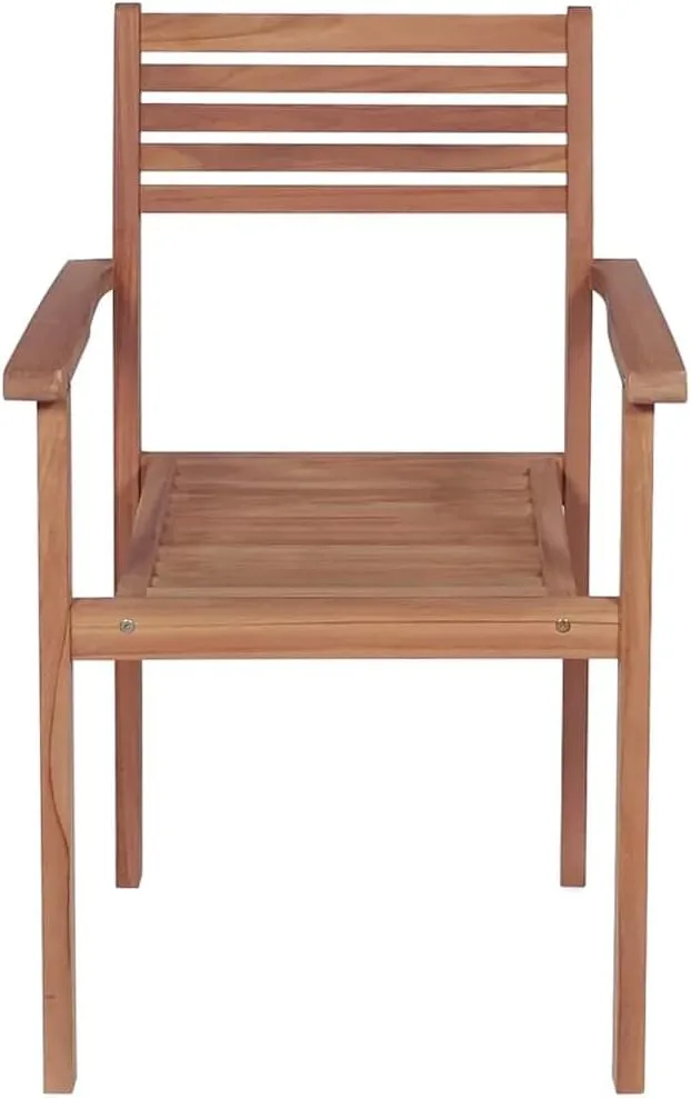 8 Pcs Stackable Patio Chairs with Anthracite Cushions Solid Teak Wood Outdoor Dining Chairs for Backyard Garden Deck