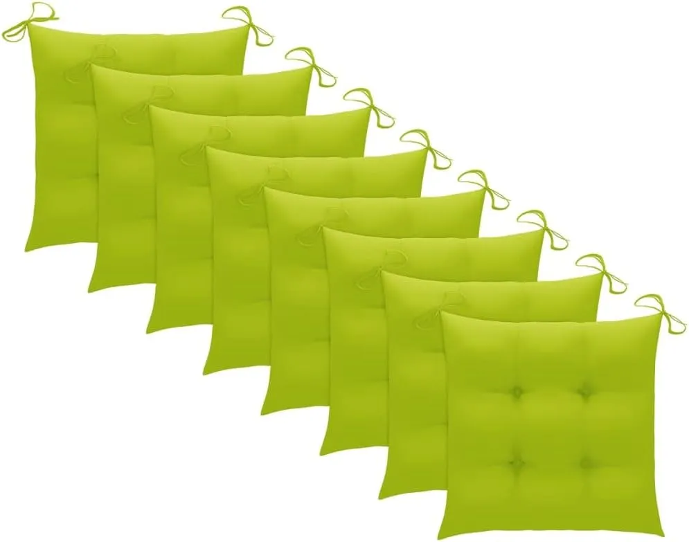8-Piece Stackable Teak Wood Patio Chairs with Bright Green Cushions, Outdoor Furniture Set for Poolside Backyard Garden Lounge and Beach Camping